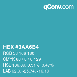 カラーコード: HEX #3AA6B4 | qconv.com