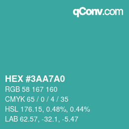 Color code: HEX #3AA7A0 | qconv.com