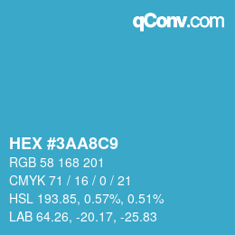 Color code: HEX #3AA8C9 | qconv.com