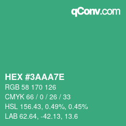 Color code: HEX #3AAA7E | qconv.com
