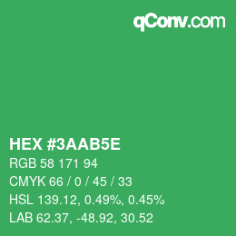 Color code: HEX #3AAB5E | qconv.com