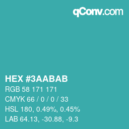 Color code: HEX #3AABAB | qconv.com