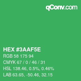 Color code: HEX #3AAF5E | qconv.com