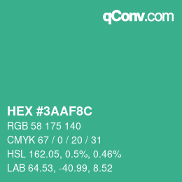 Color code: HEX #3AAF8C | qconv.com