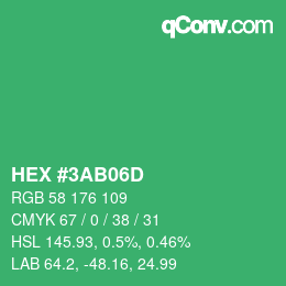 カラーコード: HEX #3AB06D | qconv.com