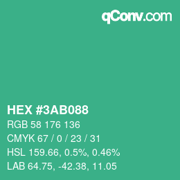 カラーコード: HEX #3AB088 | qconv.com