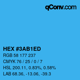 カラーコード: HEX #3AB1ED | qconv.com