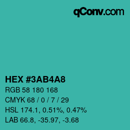 カラーコード: HEX #3AB4A8 | qconv.com