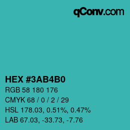 Color code: HEX #3AB4B0 | qconv.com