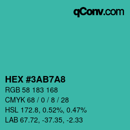カラーコード: HEX #3AB7A8 | qconv.com