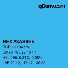 Color code: HEX #3AB8EE | qconv.com
