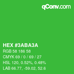 Color code: HEX #3ABA3A | qconv.com