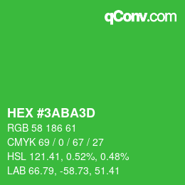 Color code: HEX #3ABA3D | qconv.com