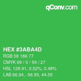 Color code: HEX #3ABA4D | qconv.com