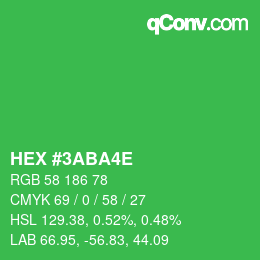 Color code: HEX #3ABA4E | qconv.com