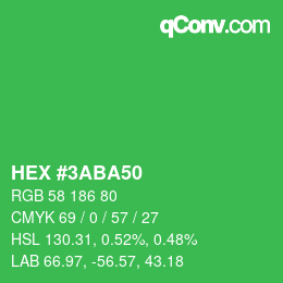カラーコード: HEX #3ABA50 | qconv.com