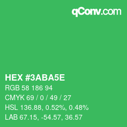 Code couleur: HEX #3ABA5E | qconv.com