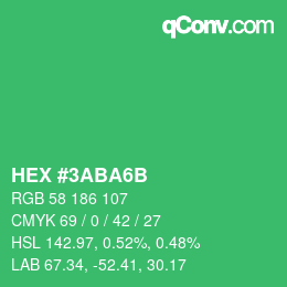 Color code: HEX #3ABA6B | qconv.com