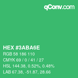 カラーコード: HEX #3ABA6E | qconv.com