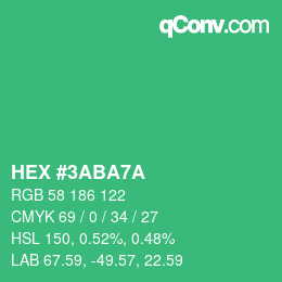Color code: HEX #3ABA7A | qconv.com