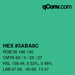 Color code: HEX #3ABA8C | qconv.com