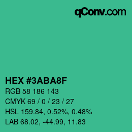 カラーコード: HEX #3ABA8F | qconv.com