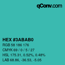 Color code: HEX #3ABAB0 | qconv.com