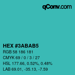 Color code: HEX #3ABAB5 | qconv.com