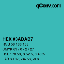 カラーコード: HEX #3ABAB7 | qconv.com