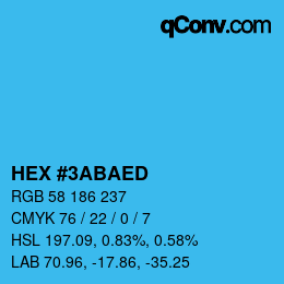 カラーコード: HEX #3ABAED | qconv.com