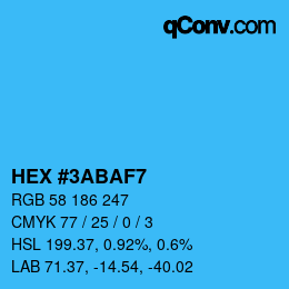 カラーコード: HEX #3ABAF7 | qconv.com