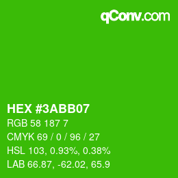 颜色代码: HEX #3ABB07 | qconv.com