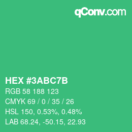 Color code: HEX #3ABC7B | qconv.com