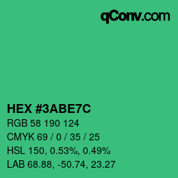 Color code: HEX #3ABE7C | qconv.com
