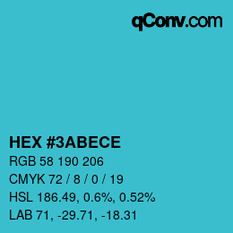 Color code: HEX #3ABECE | qconv.com