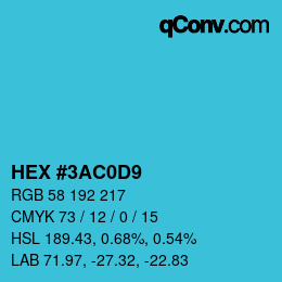 Color code: HEX #3AC0D9 | qconv.com