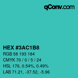 Color code: HEX #3AC1B8 | qconv.com