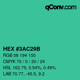 Color code: HEX #3AC29B | qconv.com