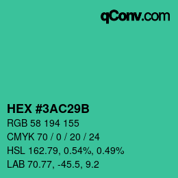 Color code: HEX #3AC29B | qconv.com