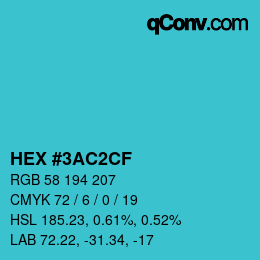 Color code: HEX #3AC2CF | qconv.com