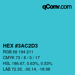 カラーコード: HEX #3AC2D3 | qconv.com