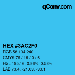 颜色代码: HEX #3AC2F0 | qconv.com