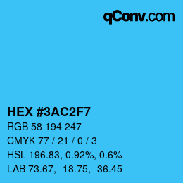 Color code: HEX #3AC2F7 | qconv.com