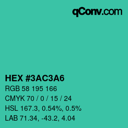 カラーコード: HEX #3AC3A6 | qconv.com