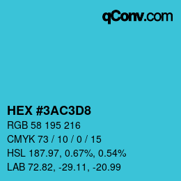 Color code: HEX #3AC3D8 | qconv.com