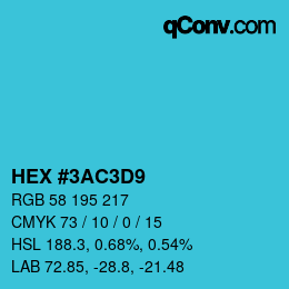 Color code: HEX #3AC3D9 | qconv.com