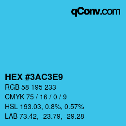 颜色代码: HEX #3AC3E9 | qconv.com