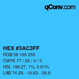 Color code: HEX #3AC3FF | qconv.com