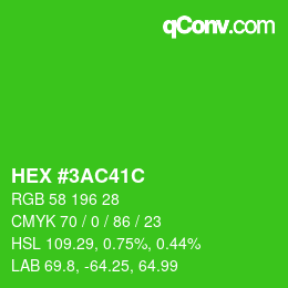 Color code: HEX #3AC41C | qconv.com