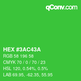 Color code: HEX #3AC43A | qconv.com